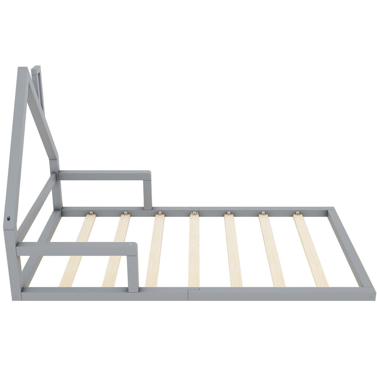 KINDERBETT Kindereinzelbetten 90/200 cm in Hausform aus Kiefer und MDF, pflegeleicht und stabil, Grau - Grau, Holzwerkstoff (90/200cm) - Redom