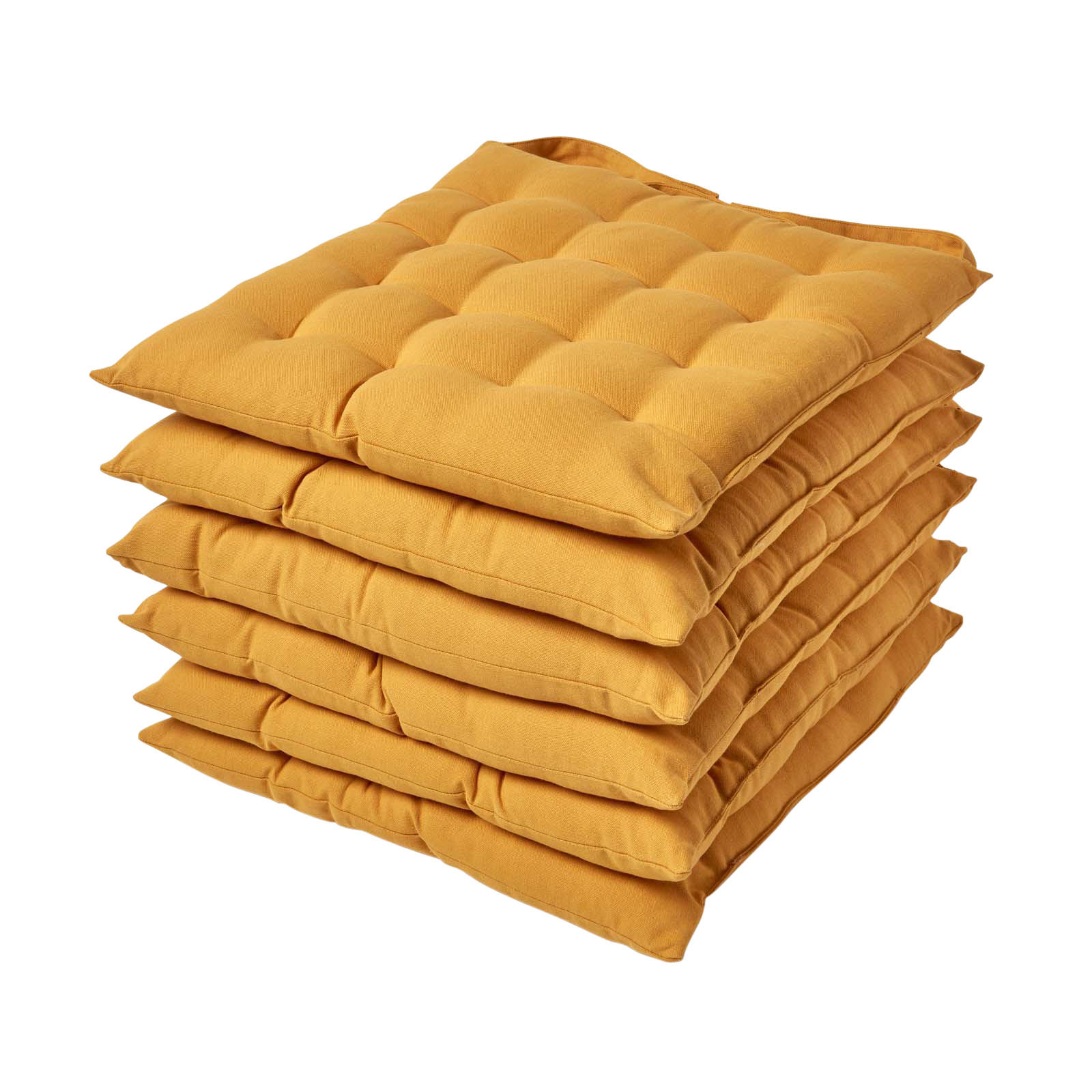 STUHLKISSEN 6er-Set senfgelb 40/40/6,5 cm - Dunkelgelb, Textil (40/40/6.5cm) - Homescapes