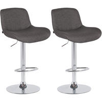BARHOCKER 2er Set Stoff Dunkelgrau - Chromfarben/Dunkelgrau, Textil/Metall (50/85/50cm) - CLP