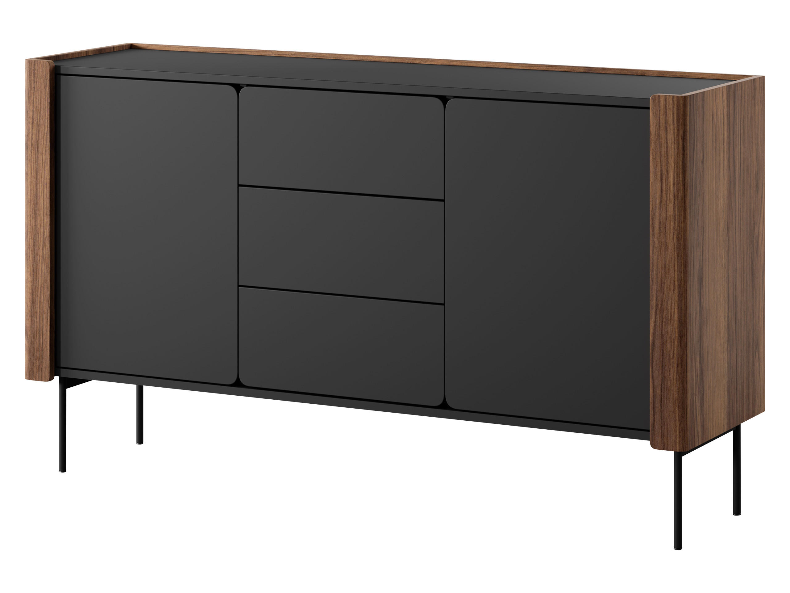 SIDEBOARD Wrap KSZ141 - Nussbaumfarben/Schwarz, Holzwerkstoff/Metall (142/83/40cm) - MIRJAN24