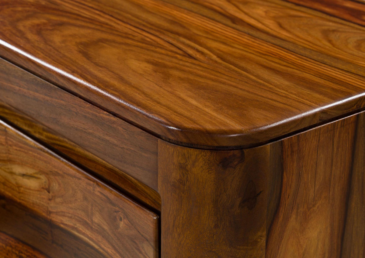 TV-BOARD Sheesham 200x45x50 walnuss gewachst TORONTO LUX #251 - Dunkelbraun, Holz (200/50/45cm) - Massivmoebel24