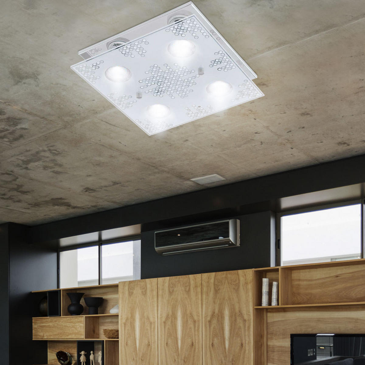 LED DECKENLEUCHTE Edelstahl Grau satiniert - Grau, Glas (29/29/8.5cm)