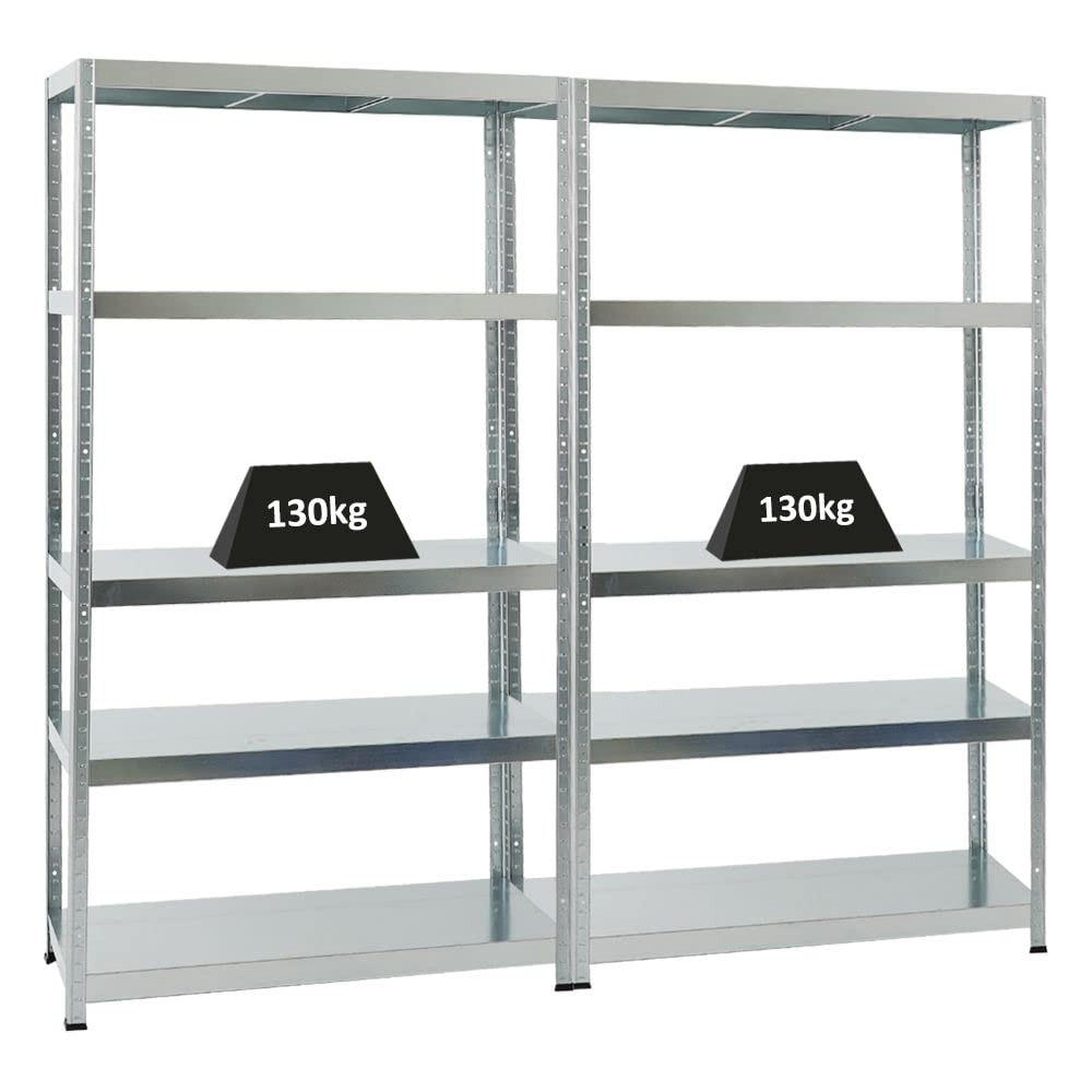 SCHWERLASTREGAL Steel Eagle 2er-Set mit 2x 180x100x40 cm Fachlast 130 kg Verzinkt - Silberfarben, Metall (200/180/40cm) - PROREGAL