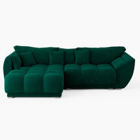 ECKSOFA LARGO Links Dunkelgrün Velours-Stoff L-Form Couch mit Schlaffunktion & Bettkasten - Dunkelgrün/Schwarz, Holz (180/285cm) - Barchello
