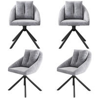 DREHSTUHL ergonomisch Samt Grau 4er-Set - Grau, Metall (54/79/65.1cm) - Meubliv