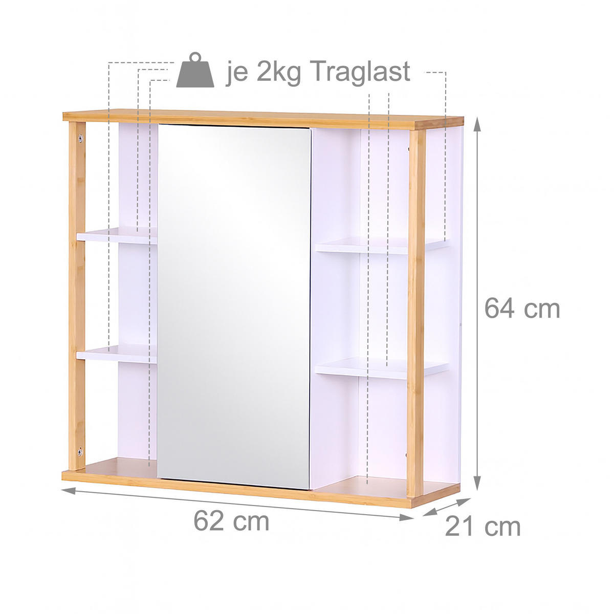 ZRKADLOVÝ šatník - viacfarebná, drevo/kompozitné drevo (62/64/21cm) - Relaxdays