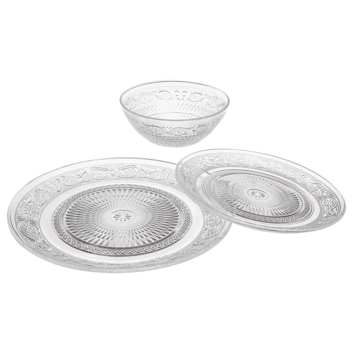 GESCHIRR-SET für 6 Personen Transparent 22,7/22,7/1,9 cm - Transparent, Glas (22.7/1.9/22.7cm) - Secret de Gourmet