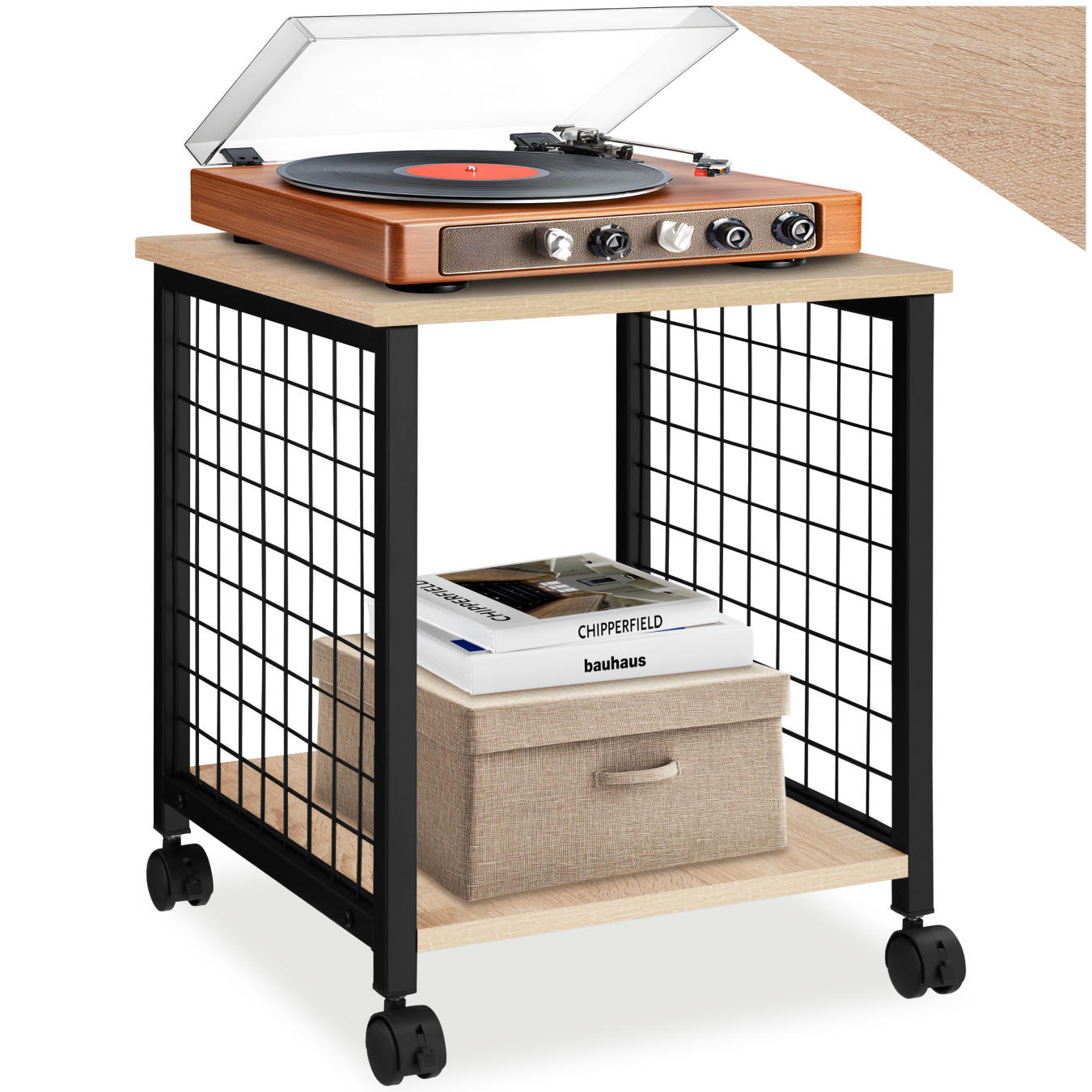 BEISTELLTISCH Gary,40 x 40 x 48 cm,Industrial Holz hell, Eiche Sonoma - Naturfarben, Holzwerkstoff (40/40/48cm) - tectake