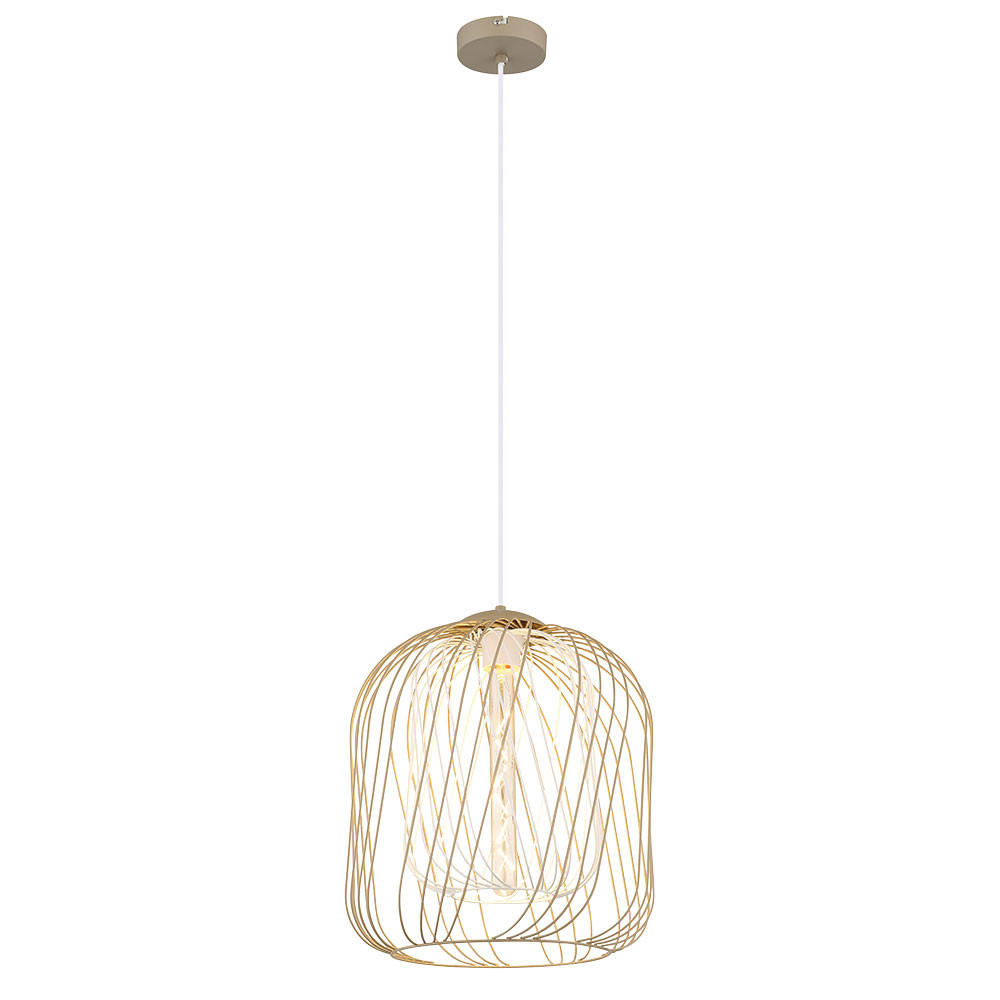 LED HÄNGELEUCHTE DICHTI Metall Sand, Metallgeflecht - Bernsteinfarben, Glas (35/35/150cm) - Globo Lighting