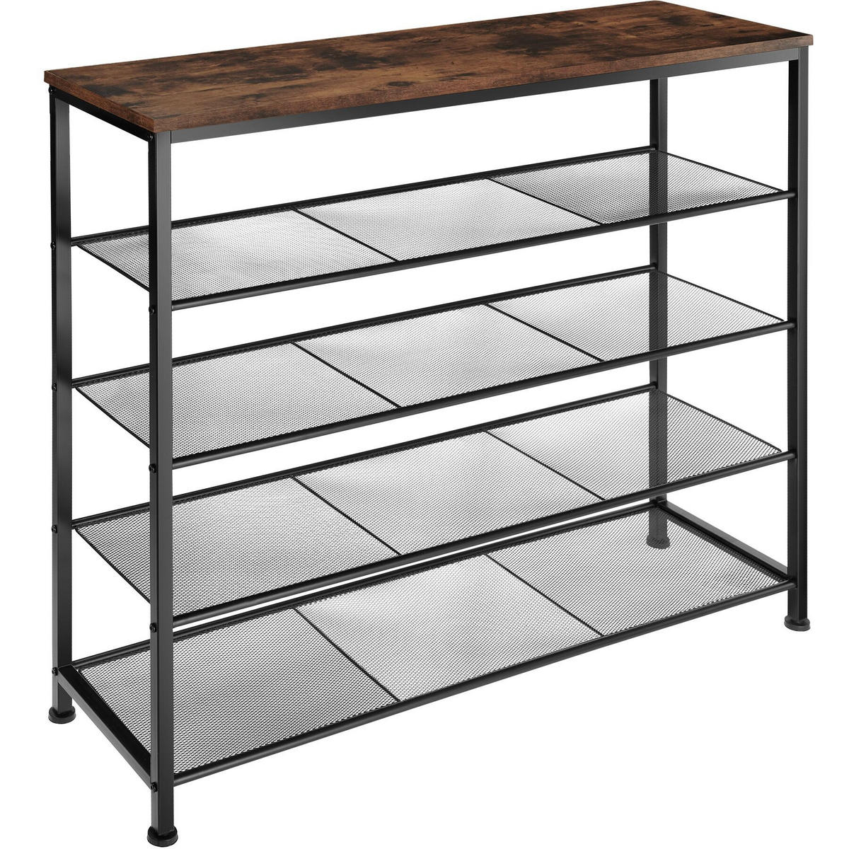 SCHUHREGAL Sheffield,100 x 30,5 x 93 cm,Industrial Holz dunkel, rustikal - Rostfarben, Metall (30.5/93/100cm) - tectake