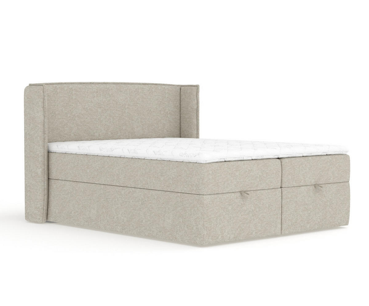 BOXBETT Passion Beige Grau 140/200 cm mit Matratze und Topper - Beige/Schwarz, Holz/Holzwerkstoff (140/200cm) - Maison de Reve