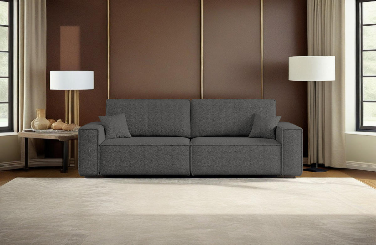 SCHLAFSOFA BEST mit Bettkasten Stoff Quelle Graphit - Graphitfarben, Holz/Textil (246/83/98cm) - Kaiser Möbel