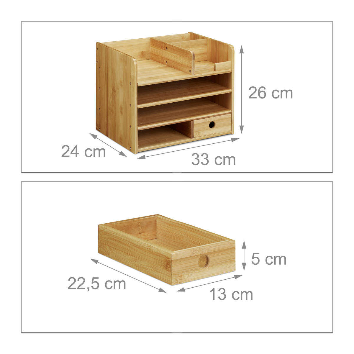 SCHREIBTISCH-ORGANIZER - Hellbraun, Holz (24/33/26cm) - Relaxdays