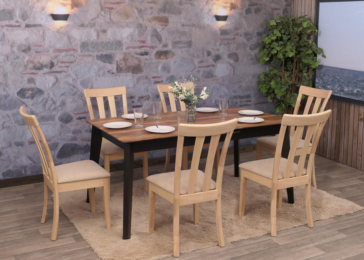 ESSZIMMERSTUHL Beige, Braun 6er-Set - Beige/Braun, Holz (42/96/58cm) - MCW