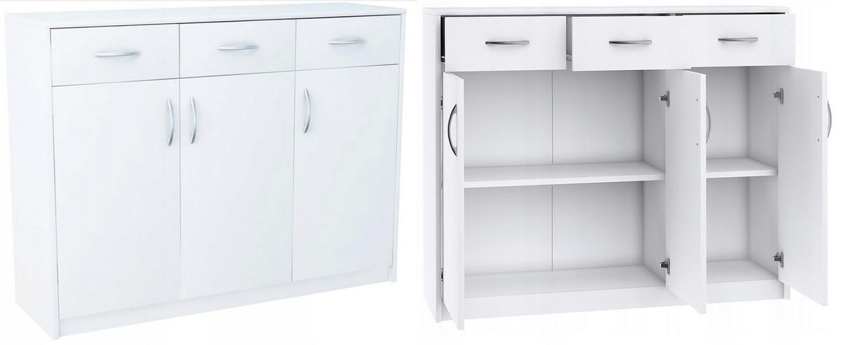 KOMMODE 3D3S Weiß 110/35/85 cm Sideboard - Weiß, Holzwerkstoff (110/85/35cm) - Matkam Möbel