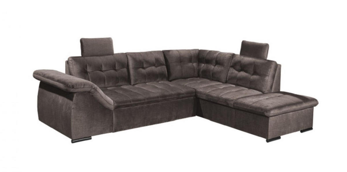 ECKSOFA mit Schlaffunktion und Bettkasten - Dunkelgrau, Kunststoff/Textil (217/283cm) - ed exciting design