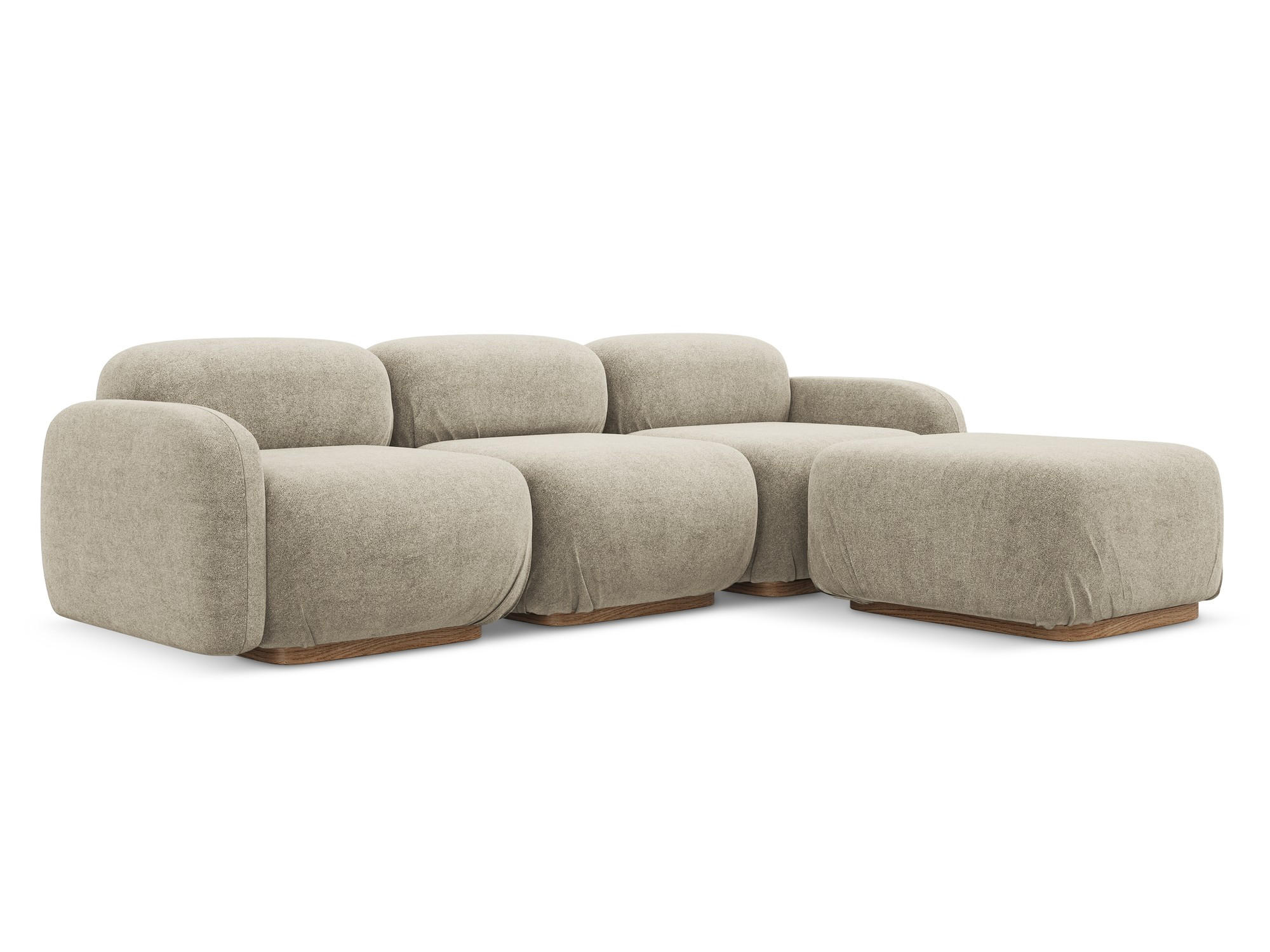 ECKSOFA Beidseitig Bouclé Stoff Beige - Beige/Braun, Holz/Textil (270/190cm) - Makamii