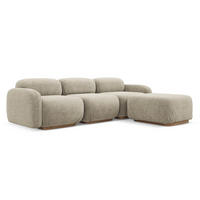 ECKSOFA Beidseitig Bouclé Stoff Beige - Beige/Braun, Holz/Textil (270/190cm) - Makamii