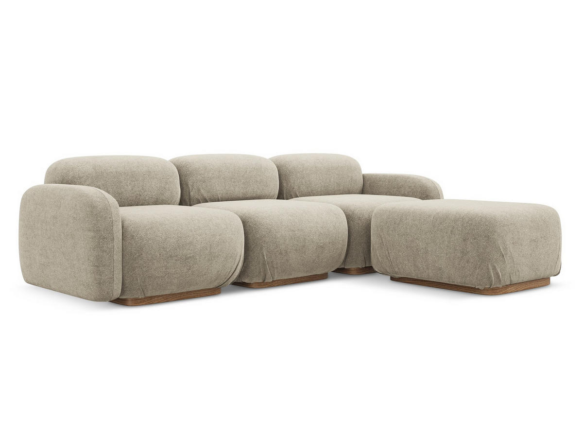 ECKSOFA Beidseitig Bouclé Stoff Beige - Beige/Braun, Holz/Textil (270/190cm) - Makamii