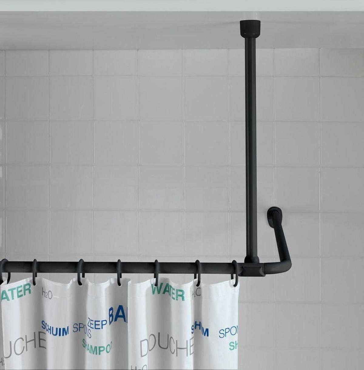 STÜTZSTANGE Decke - Schwarz, Metall (57cm) - Wenko