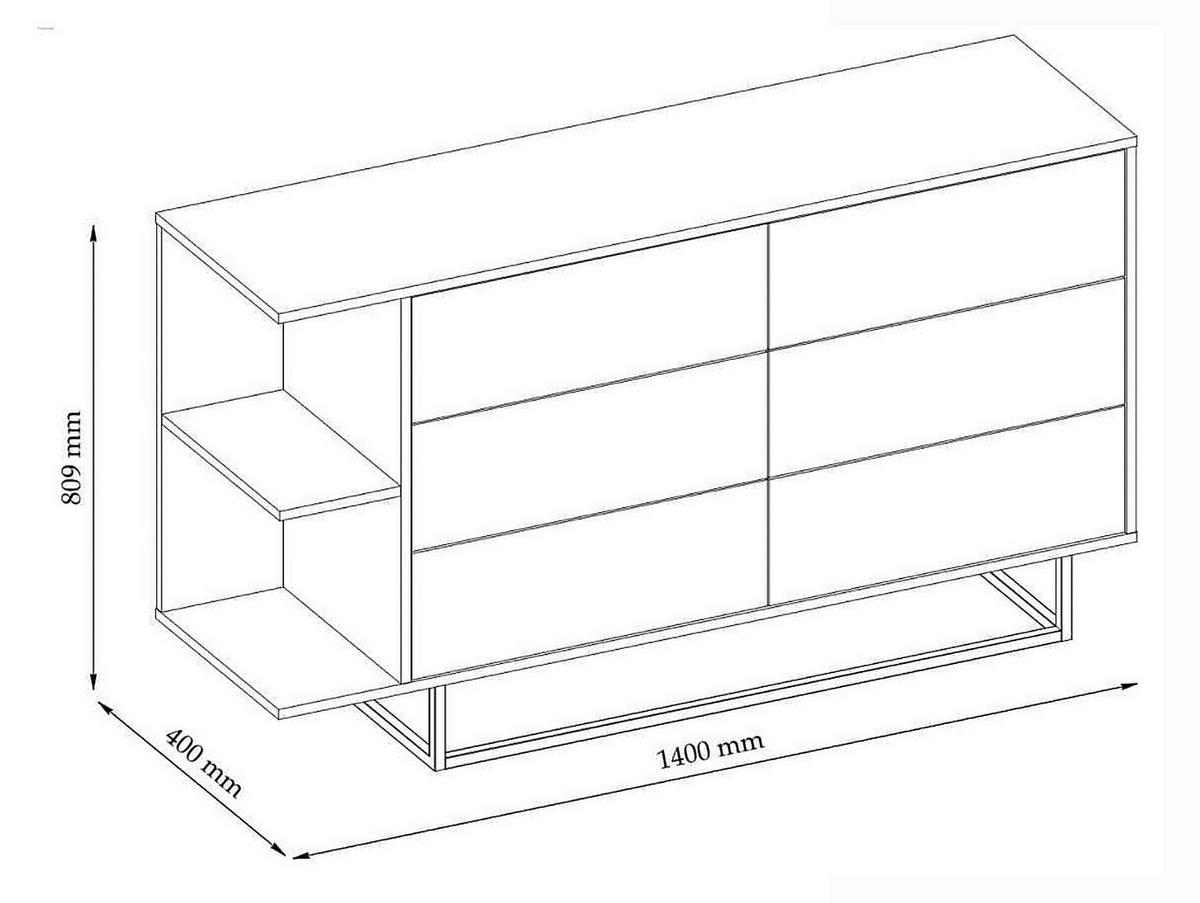 KOMMODE COCO schwarz / Artisan Eiche 140 / 40 / 81 cm - Eichefarben/Schwarz, Holz/Holzwerkstoff (140/81/40cm) - Feldmann-Wohnen