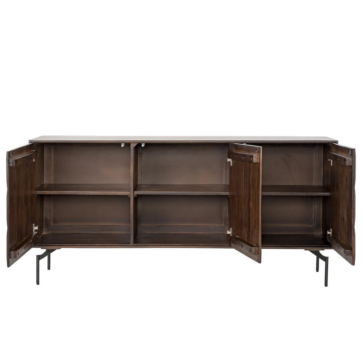 MASSIVES SIDEBOARD - Akazie Dunkel - Schwarz/Braun, Holz/Metall (160/76/40cm) - home24