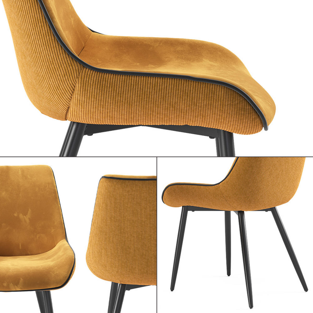 ESSZIMMERSTUHL Eleganza Gelb 2er Set - Dunkelgelb, Metall (53.5/85/59cm) - Vicco