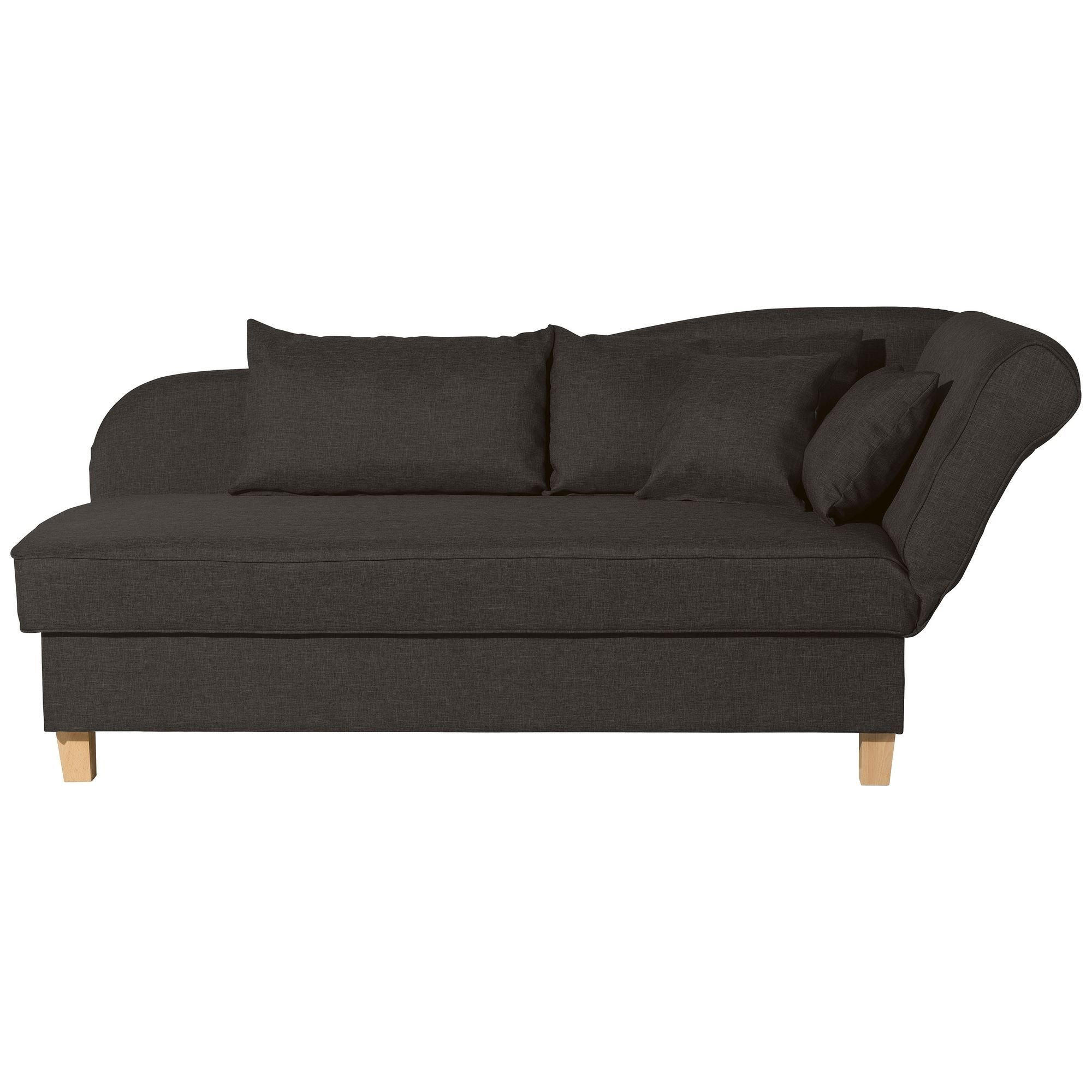 RECAMIERE mit Armteil rechts klappbar Katia Bezug Flachgewebe Buche natur / sckoko - Braun, Kunststoff (190/82/88cm) - 58aufmkessel