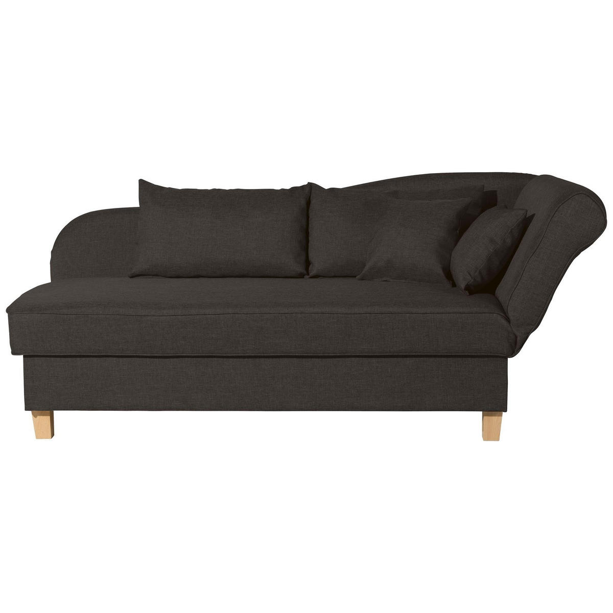 RECAMIERE mit Armteil rechts klappbar Katia Bezug Flachgewebe Buche natur / sckoko - Braun, Kunststoff (190/82/88cm) - 58aufmkessel