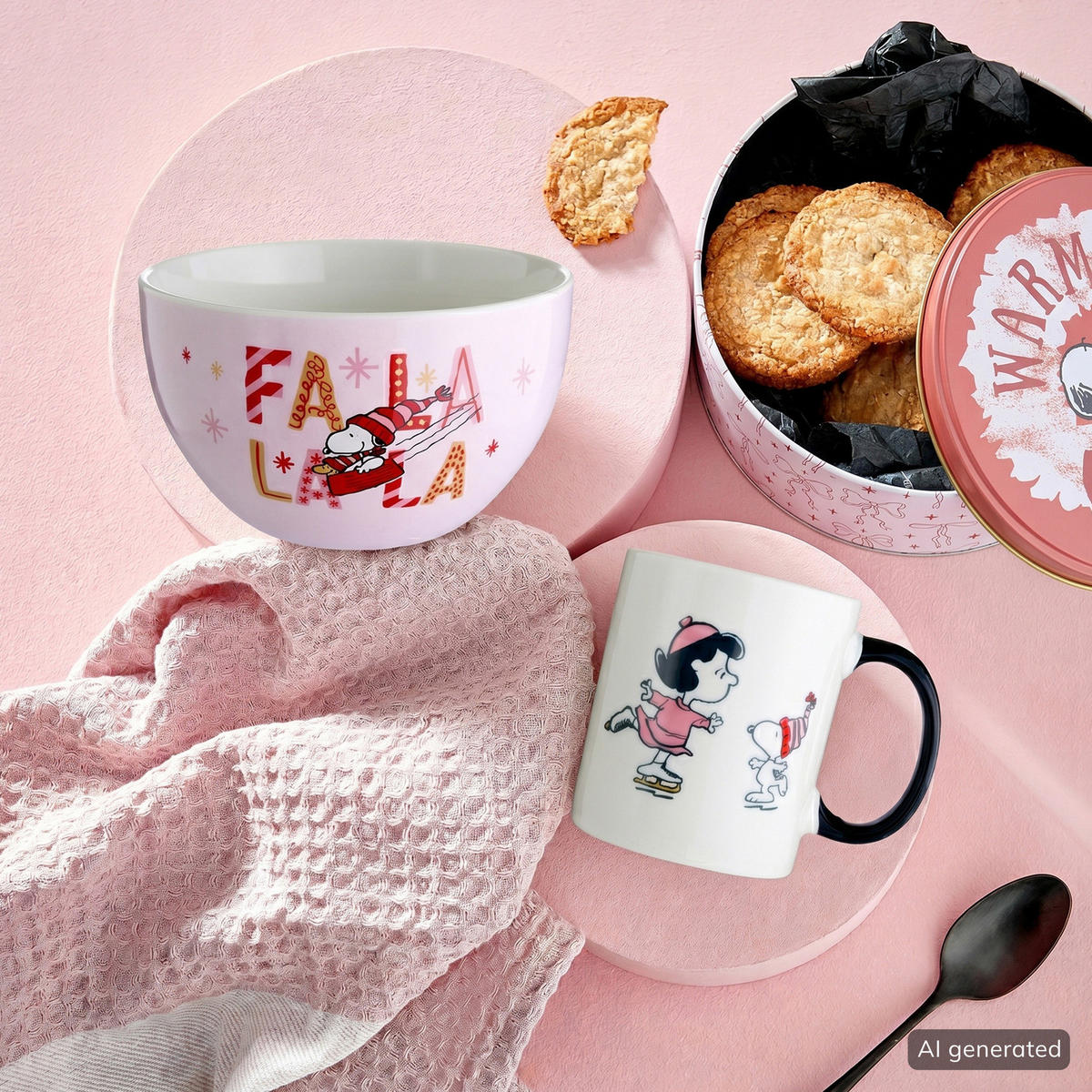 KEKSDOSE Peanuts Warm & Cozy - Pink/Rot, Metall (13/7/13cm) - Butlers