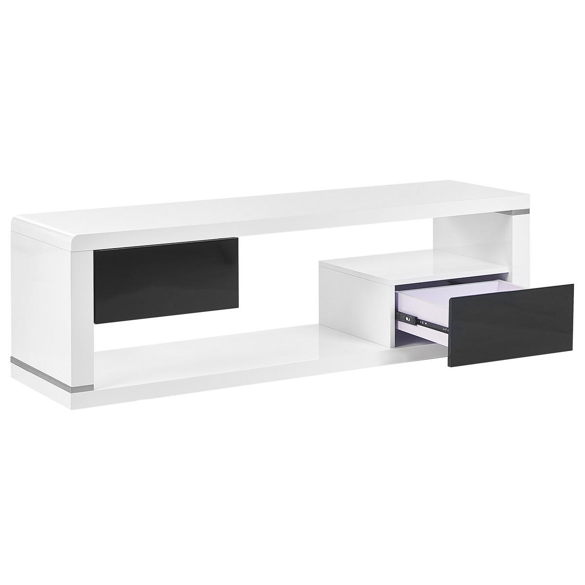 TV-MÖBEL Weiß, Schwarz SPOKAN 39/140/43 cm - Weiß, Holzwerkstoff (140/43/39cm) - Beliani
