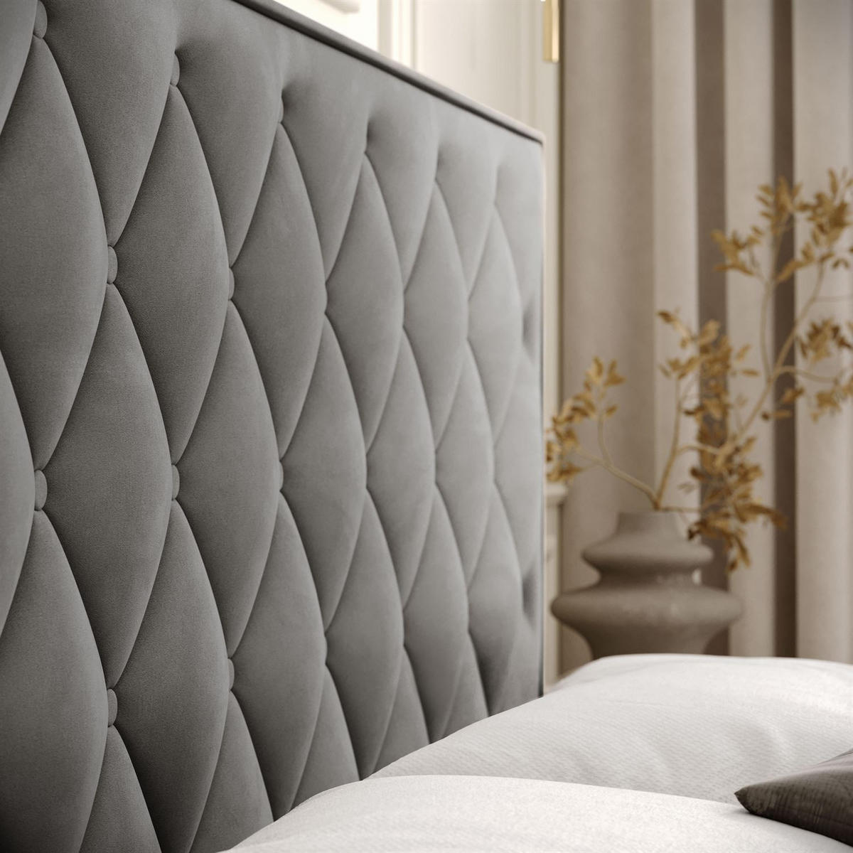 BOXBETT INEZ mit Bettkasten mit Topper 140x200 cm Royal Velvet 250 - Grau, Textil - Lookway