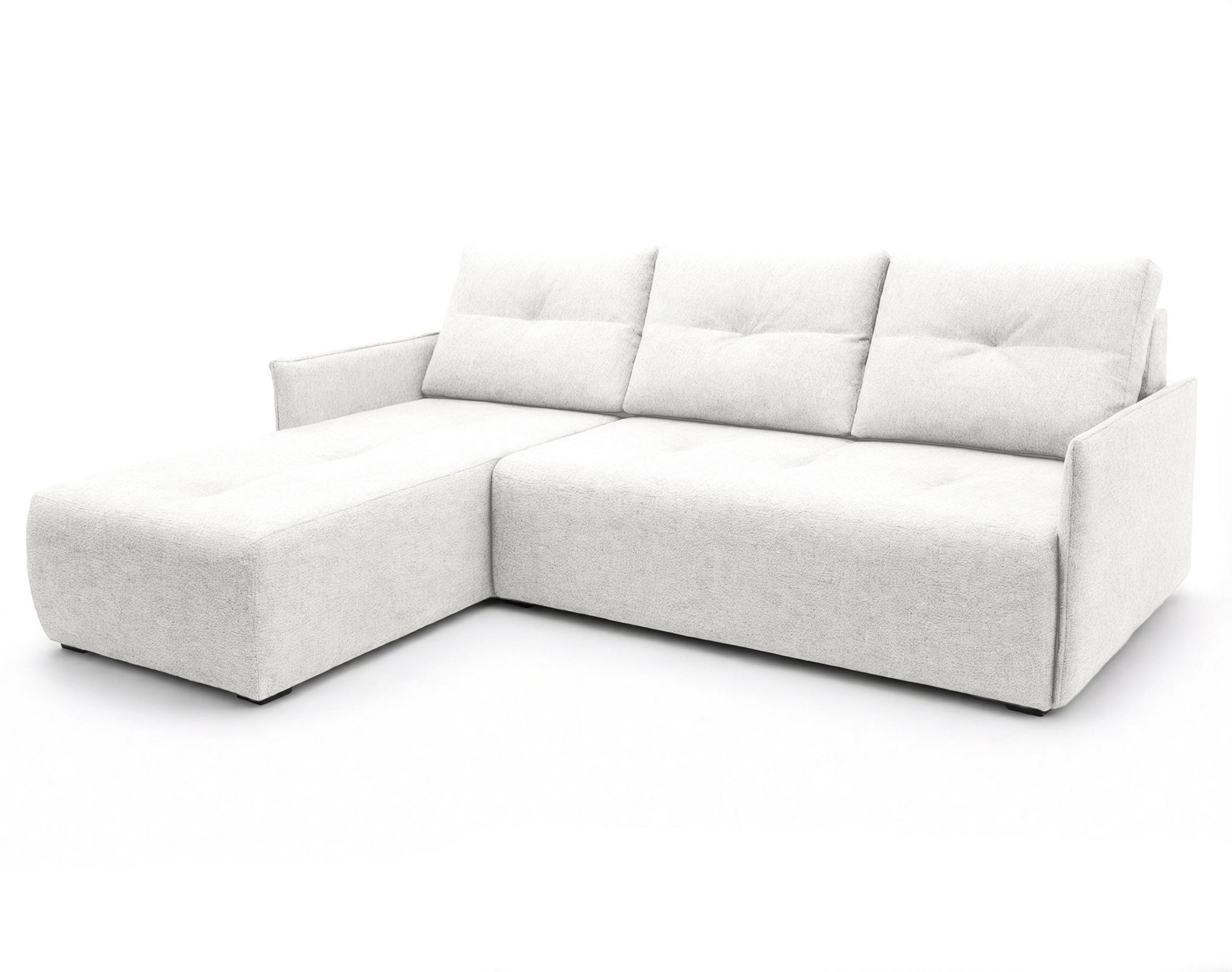 ECKSOFA L Form Damascus Weiß 212/143/88 cm Links mit Schlaffunktion - Schwarz/Weiß, Kunststoff/Textil (143/212cm) - AX Living