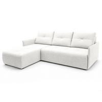 ECKSOFA L Form Damascus Weiß 212/143/88 cm Links mit Schlaffunktion - Schwarz/Weiß, Kunststoff/Textil (143/212cm) - AX Living