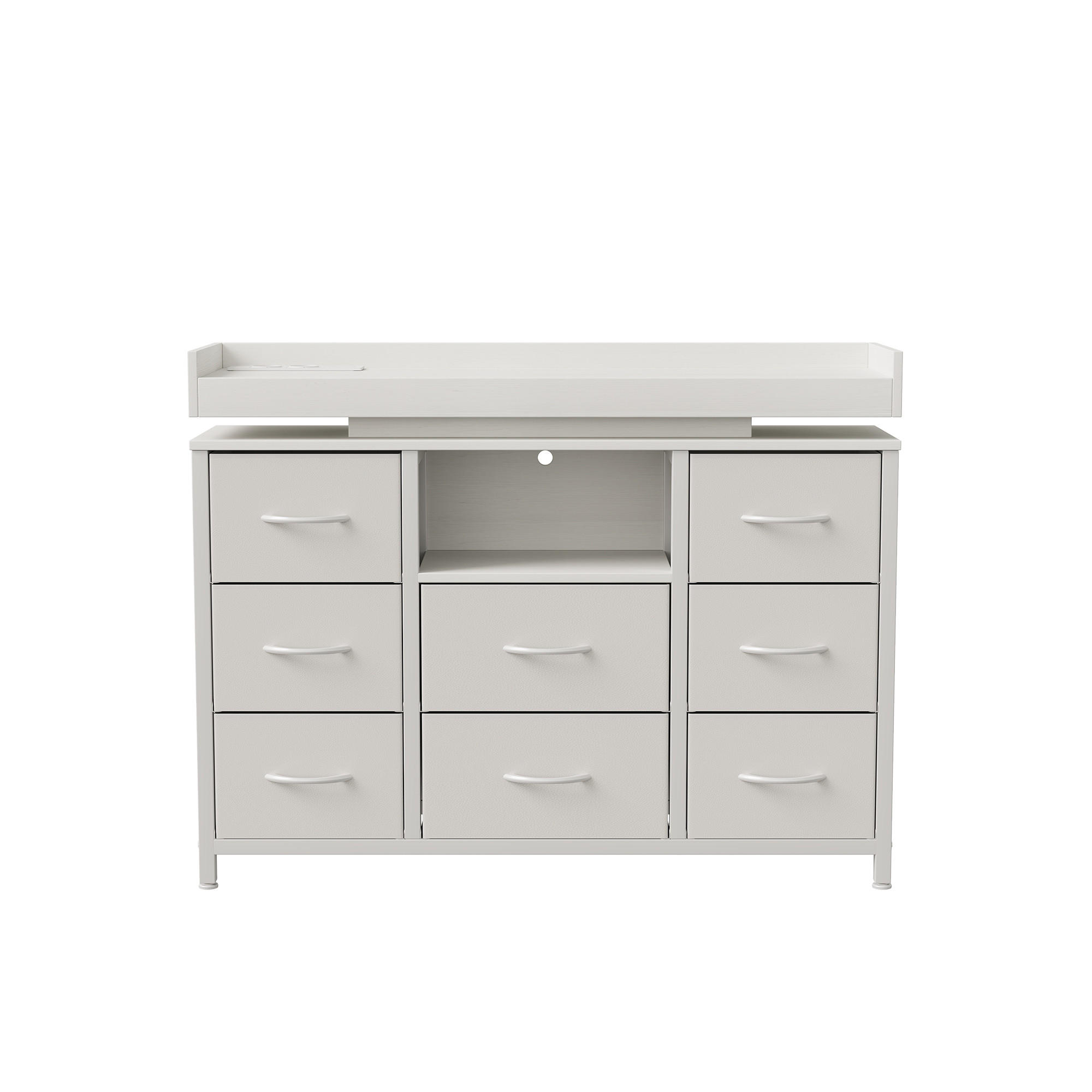 KOMMODE Modern‑Weiß mit mehrfarbiger LED‑Beleuchtung & integrierter Ladestation 30/108/82 cm - Weiß, Holz (108/82/30cm) - Joyfair
