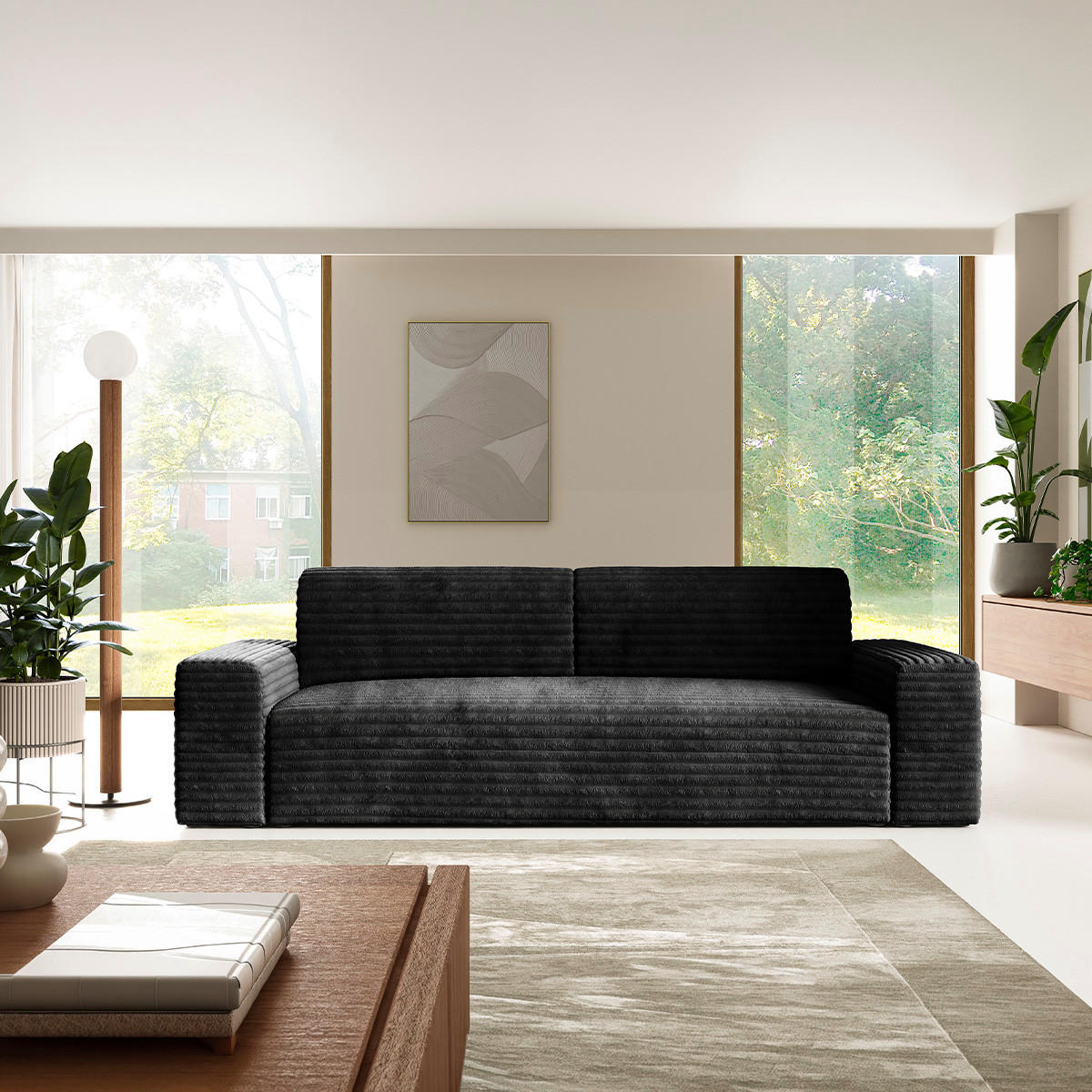 SOFA Fabio 3 Sitzplätze Schwarz - Schwarz, Holz (260/82/102cm) - Petits-meubles