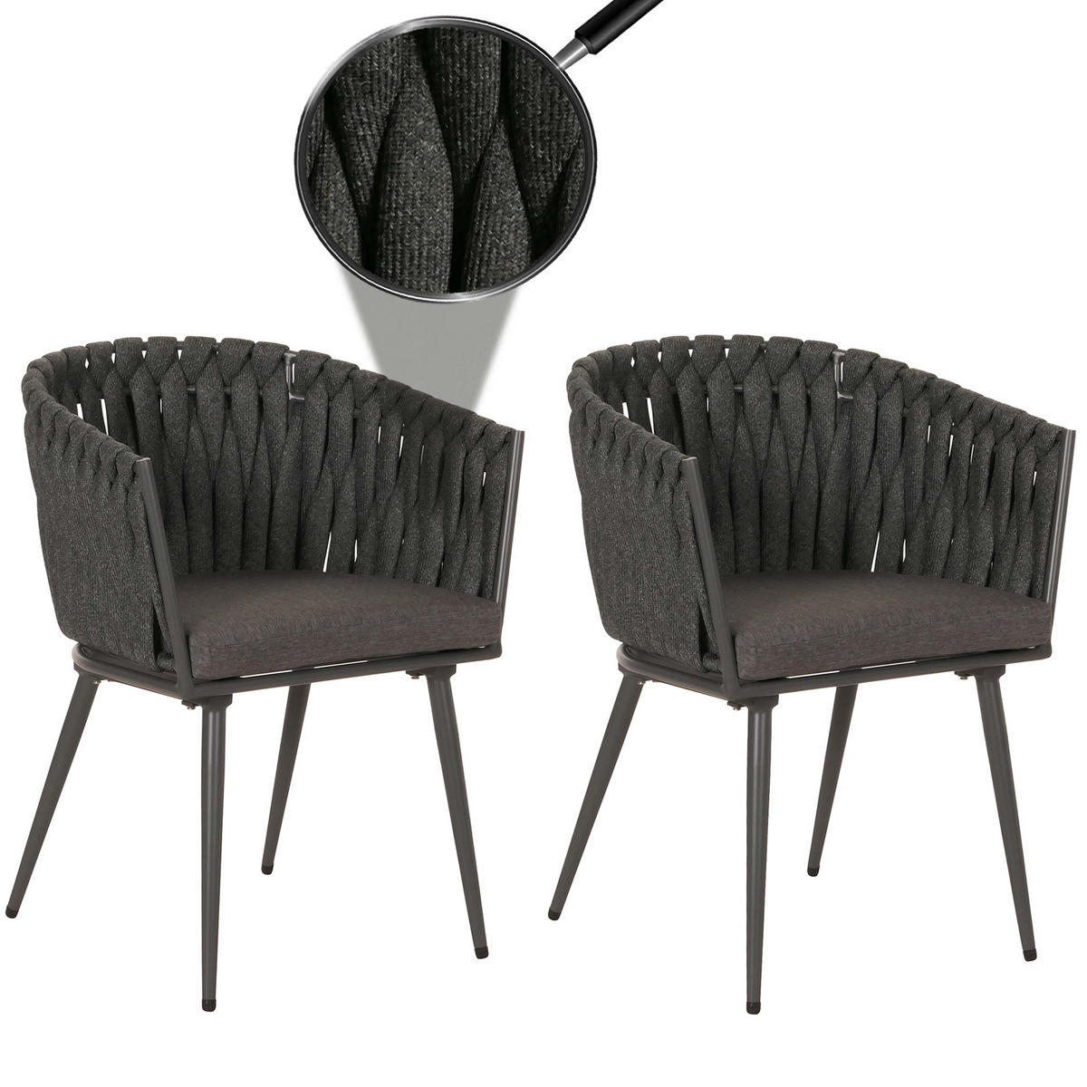 GARTENSTUHL Anthrazit - Anthrazit, Textil (61/82/57cm) - MCW