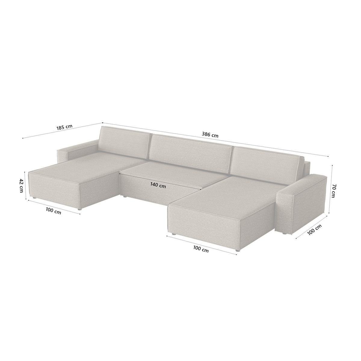 WOHNLANDSCHAFT Lummo U mit Schlaffunktion, Braun - Braun, Textil (386/70/185cm) - Fedve