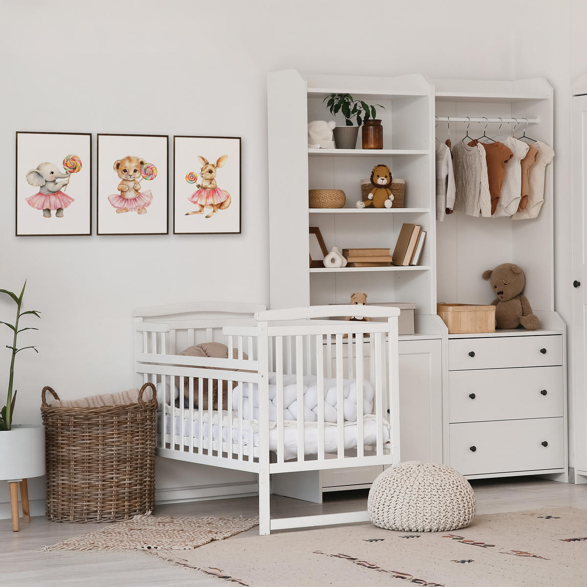 POSTER SET ohne Rahmen für Kinder TIERE mit Lutschern 3x Poster A3 30x42cm - Gelb/Beige, Papier (30/42/1cm) - Muralo