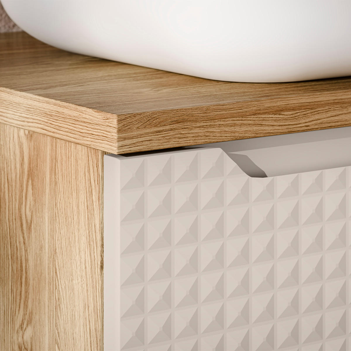 WASCHTISCHUNTERSCHRANK 120cm Mallory Beige und Holz - Beige, Holzwerkstoff (120/59.5/46cm) - Petits-meubles