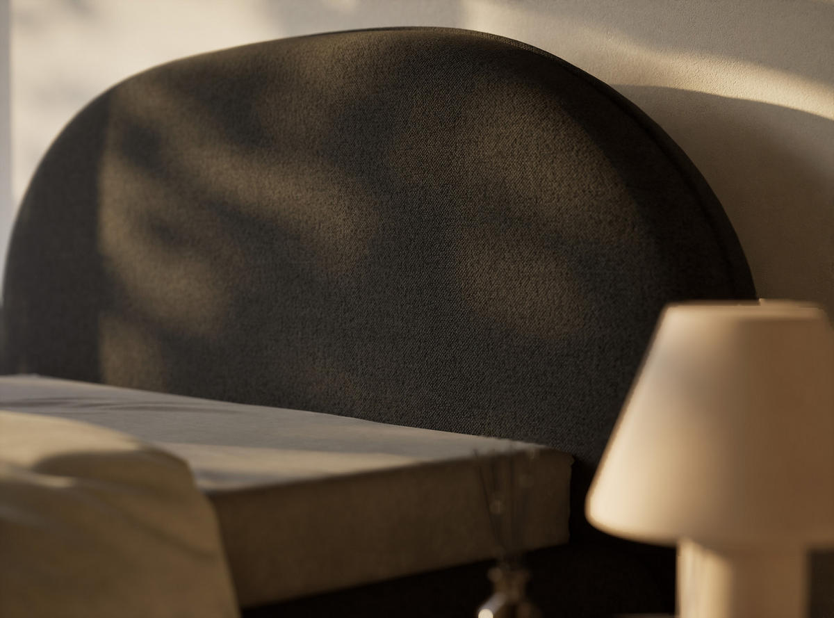 POLSTERBETT Koji Graphit 140/200 cm im Webstoff - Schwarz/Graphitfarben, Holz/Holzwerkstoff (140/200cm) - Maison de Reve