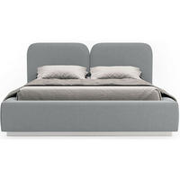 POLSTERBETT Comoves 140x200 Grau mit Veloursbezug und LED - Grau, Textil (140/200cm) - Selsey