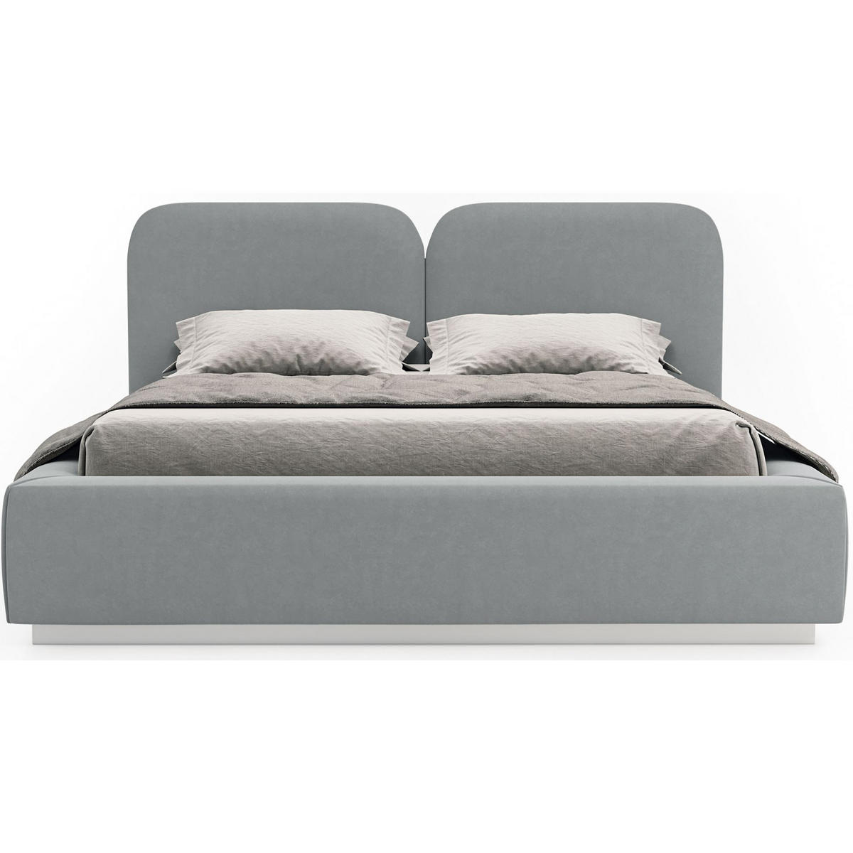 POLSTERBETT Comoves 140x200 Grau mit Veloursbezug und LED - Grau, Textil (140/200cm) - Selsey