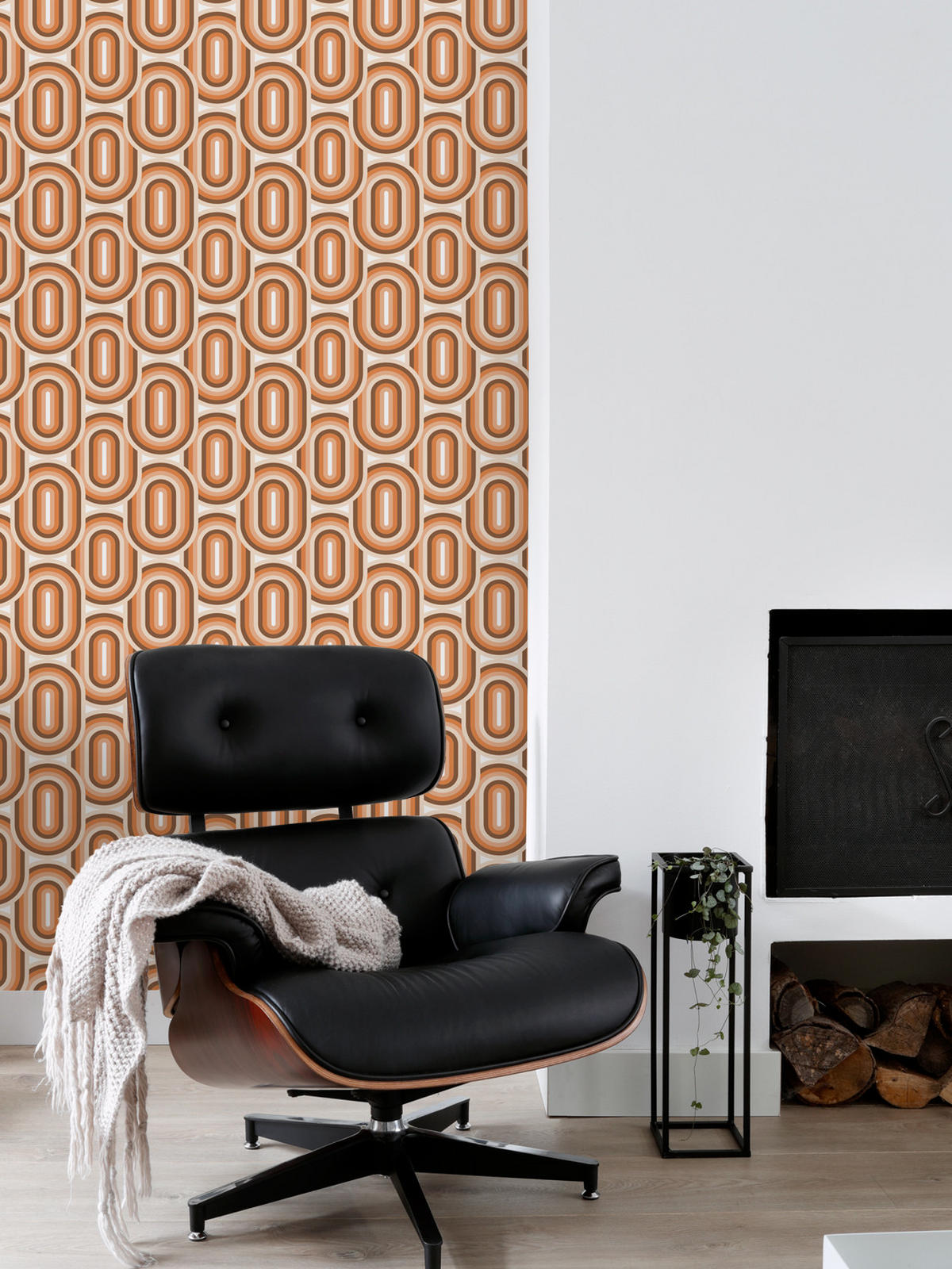 TAPETE Retro-Ornamente 53 cm x 10.05 m - Orange, Papier (53/1000cm) - ESTAhome