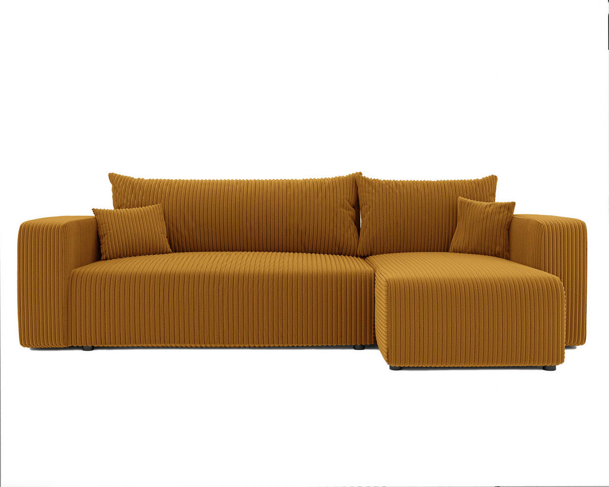 ECKSOFA Gelb Cord-Stoff mit Bettkasten - Gelb, Textil (248/145cm) - Idohome