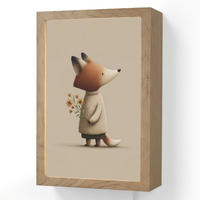 NÁSTĚNNÁ LAMPA Liška - Žluté květy - Minimalistický 20x30 cm - šedohnědá, kompozitní dřevo (20/30/8cm) - OnlyWow