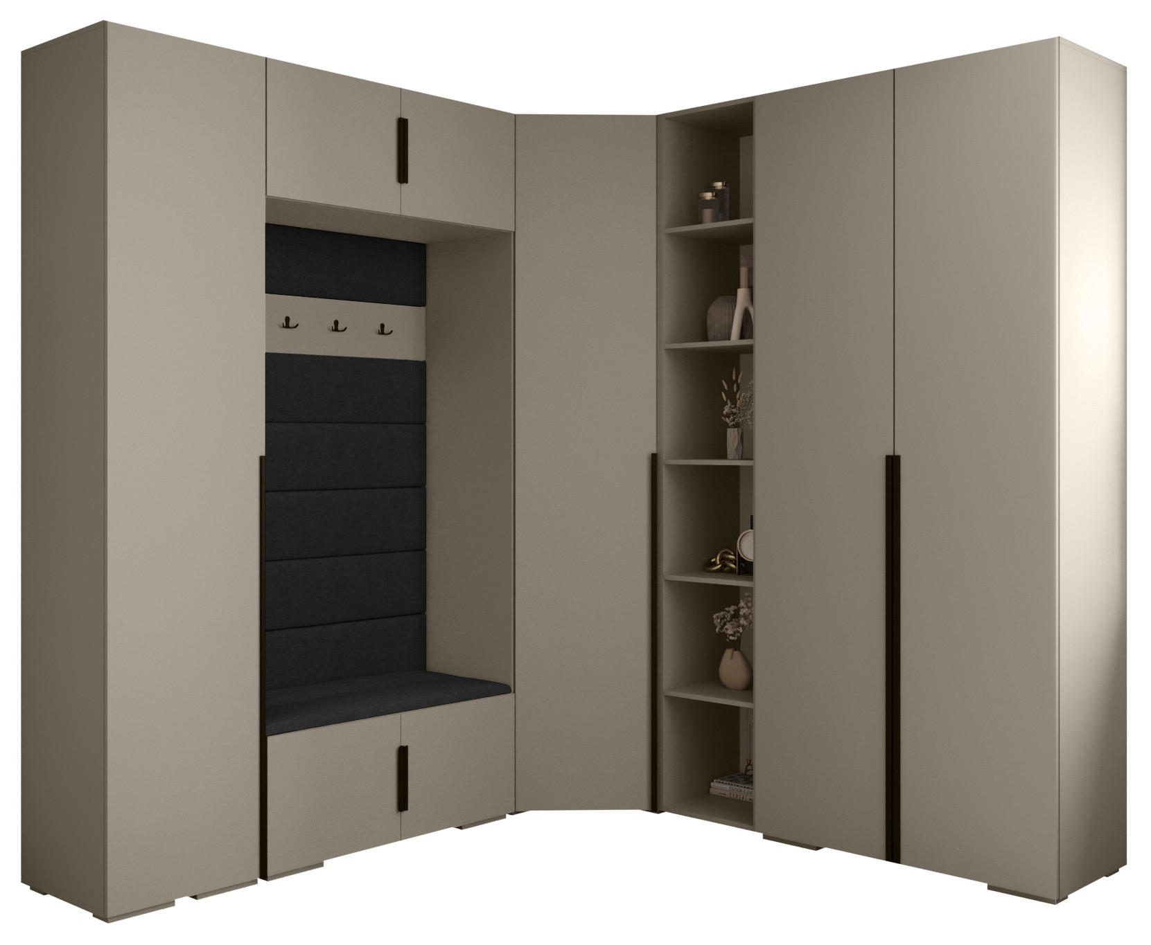 Abiks Möbel Garderoben-Set Kaschmir, Schwarz 231.7x236.7x47 cm