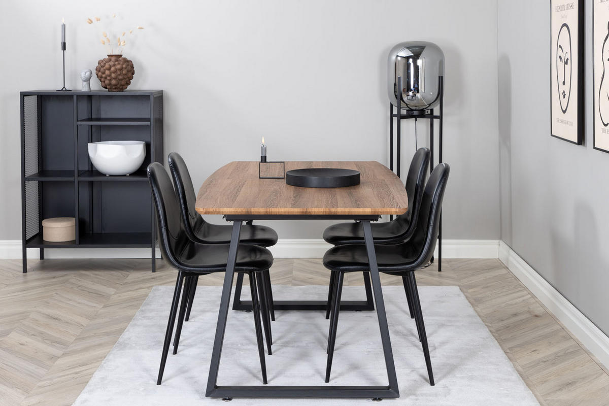 TISCHGRUPPE Schwarz - Schwarz/Braun, Holzwerkstoff (85/75/160cm) - ebuy24