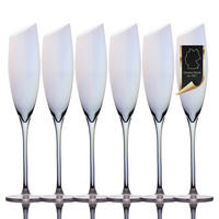 CHAMPAGNER/SEKT Glas mit moderner Kante Regenbogen Schimmer 150 ml (6er-Set) - Transparent, Glas (0.15L) - Intirilife