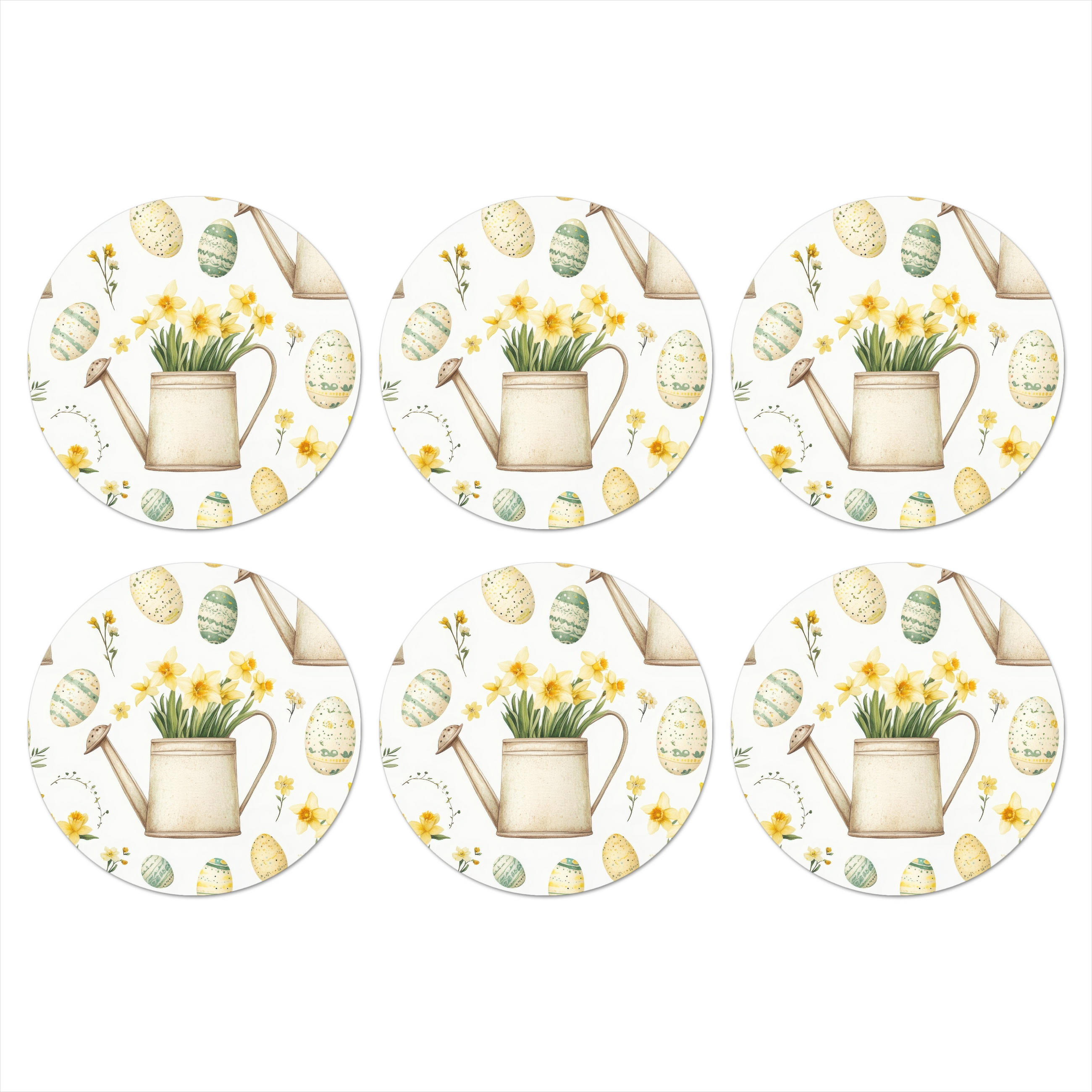 GLASUNTERSETZER Gießkanne - Blumen - Eier 10x10 cm - Weiß, Naturmaterialien (10/0.2cm) - MuchoWow